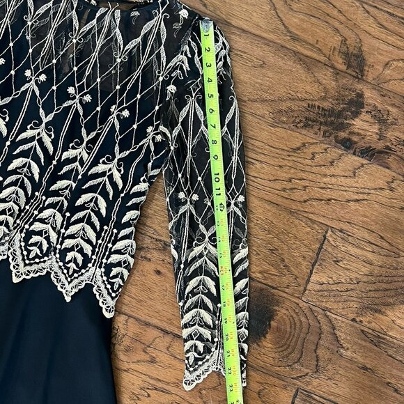 Vtg Cachet by Bari Protas Black Evening Gown Size 11/12 Gold Embroidered Sheer - Picture 15 of 16